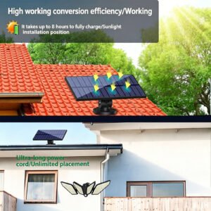 Outdoor 4-head wall light with automatically solar charging 6-8hours