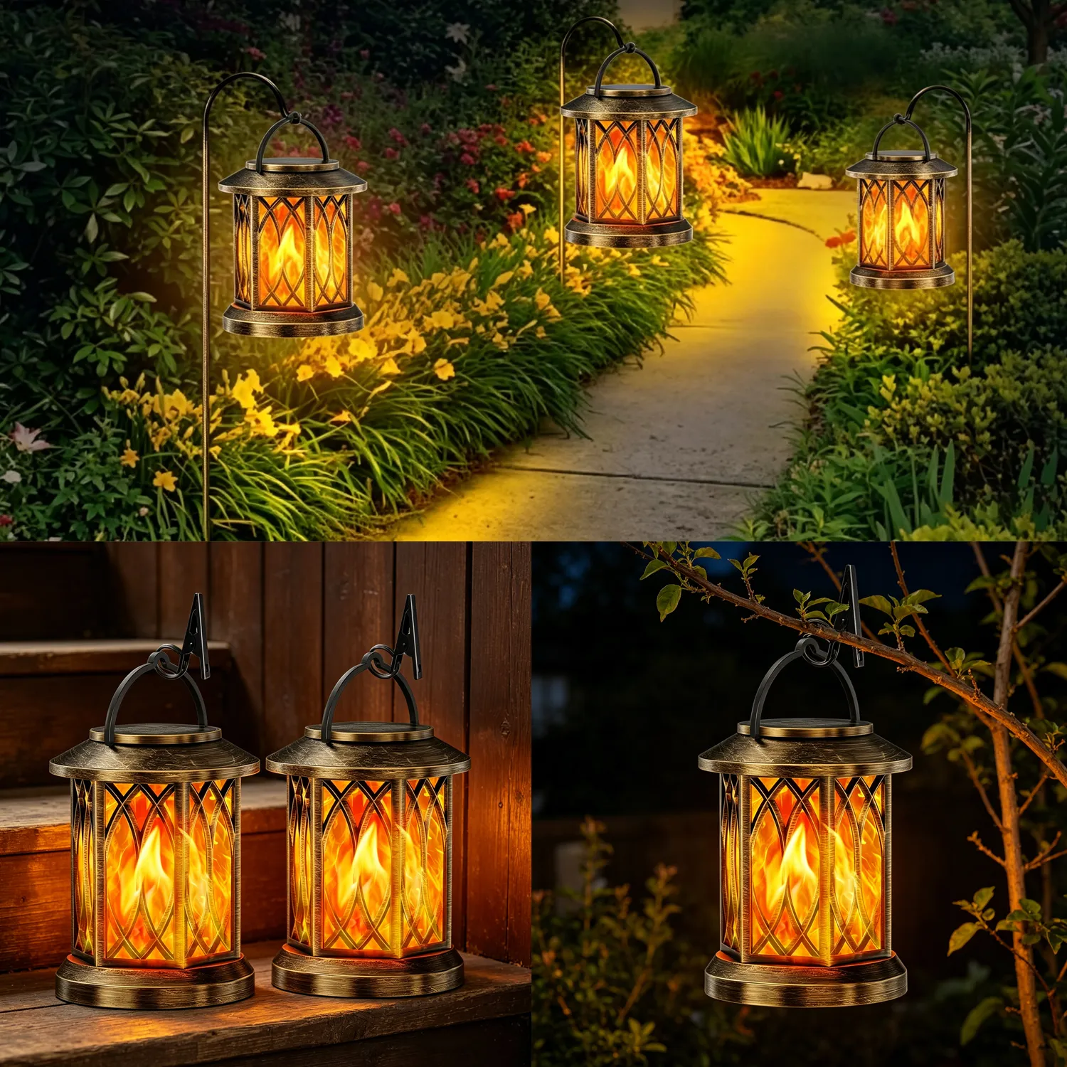28 LEDs Bronze Solar Palace Lantern - Image 7