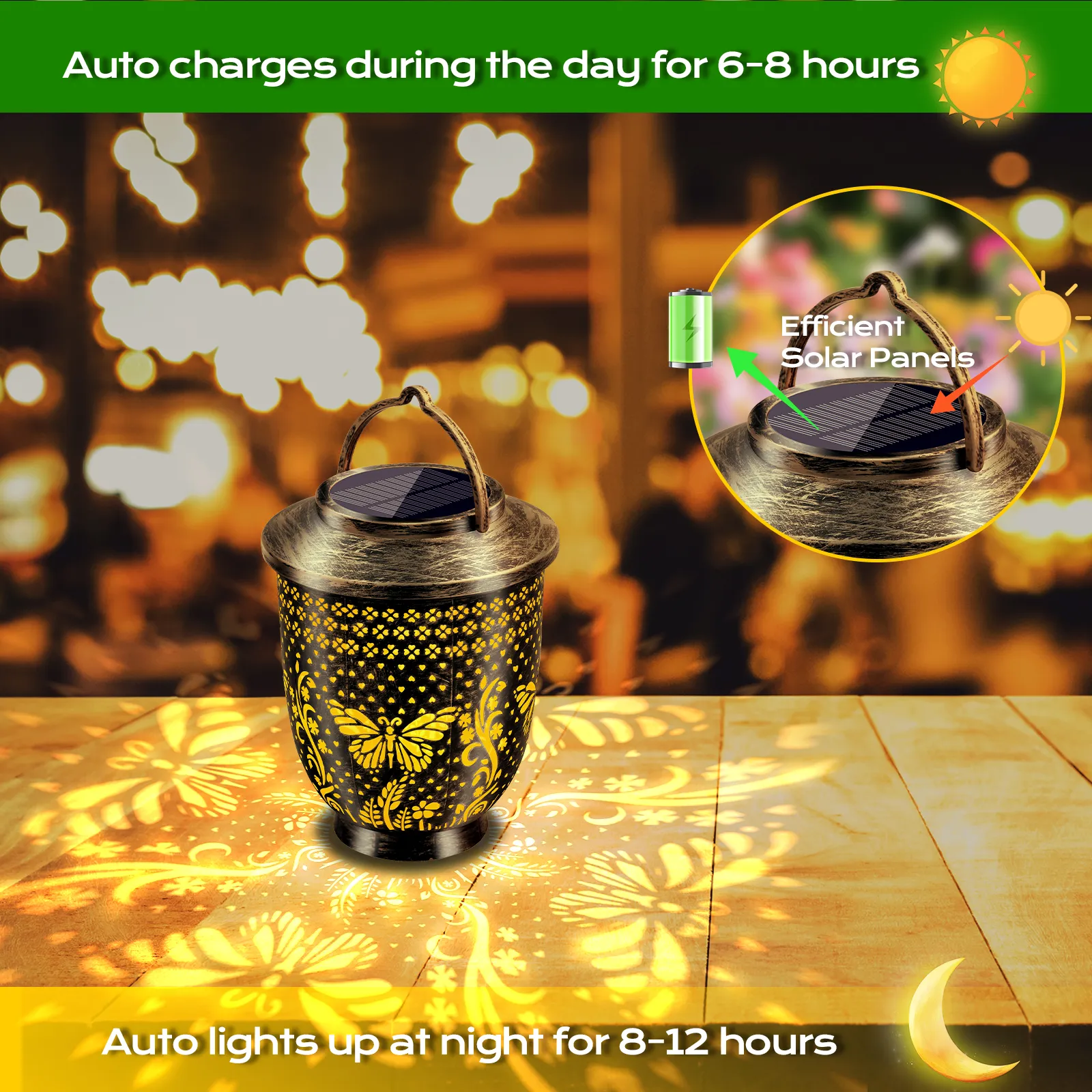 butterfly solar projection lantern size detail diagram.
